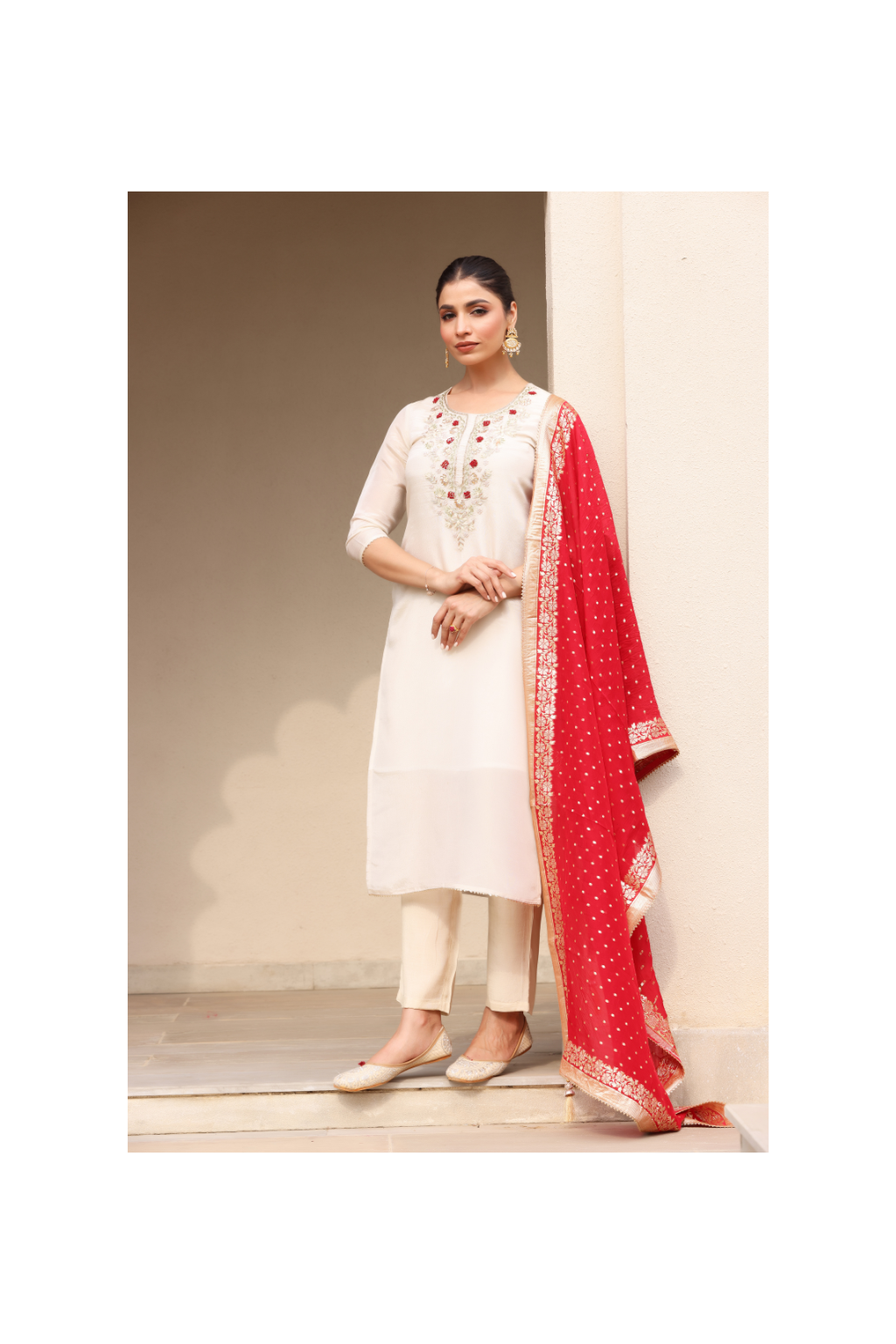 Heer Off-White Handwork Straight suit set