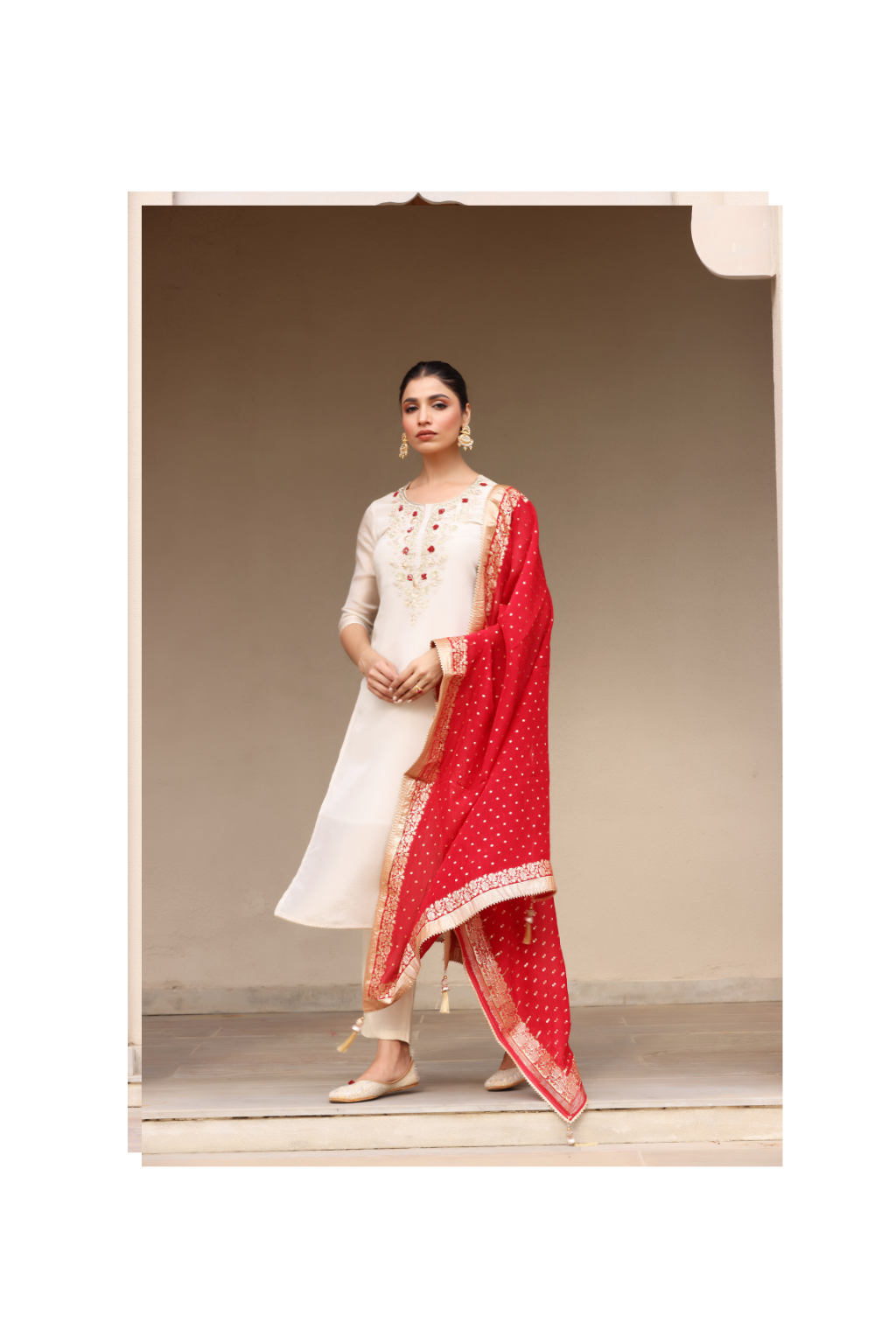 Heer Off-White Handwork Straight suit set