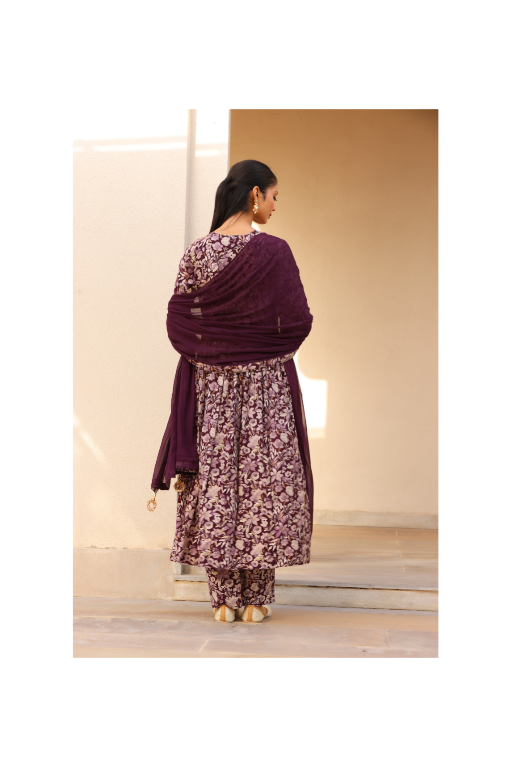 Heer Magenta Floral Printed Anarkali suit set