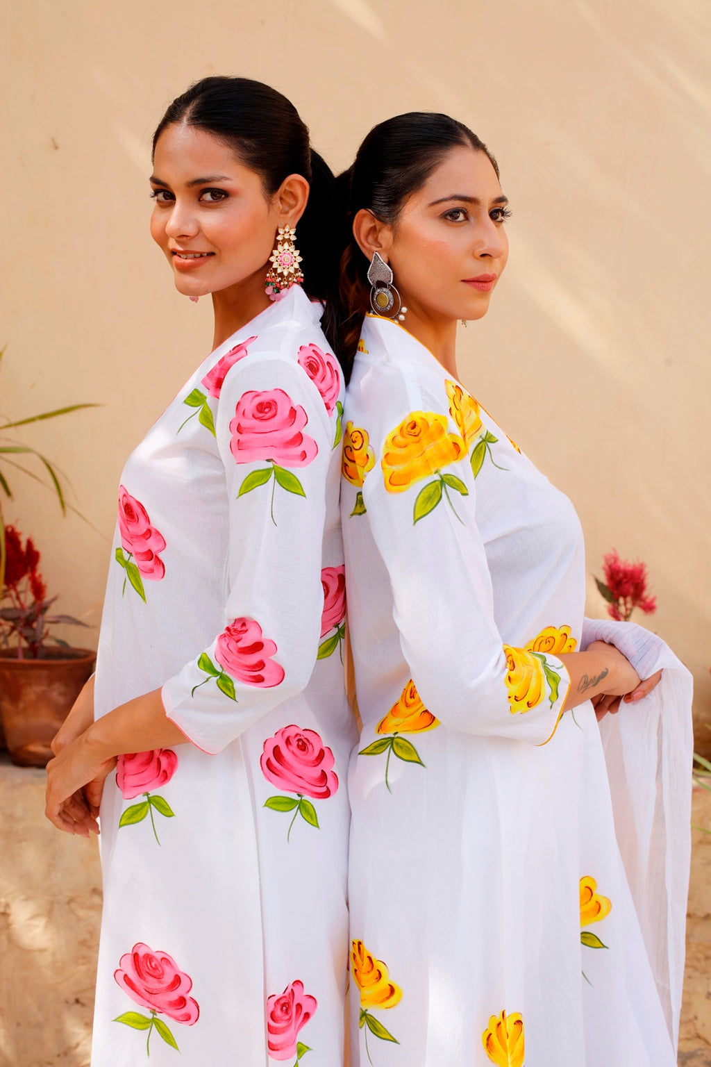 Flower A Line Hand Painted Kurta Set