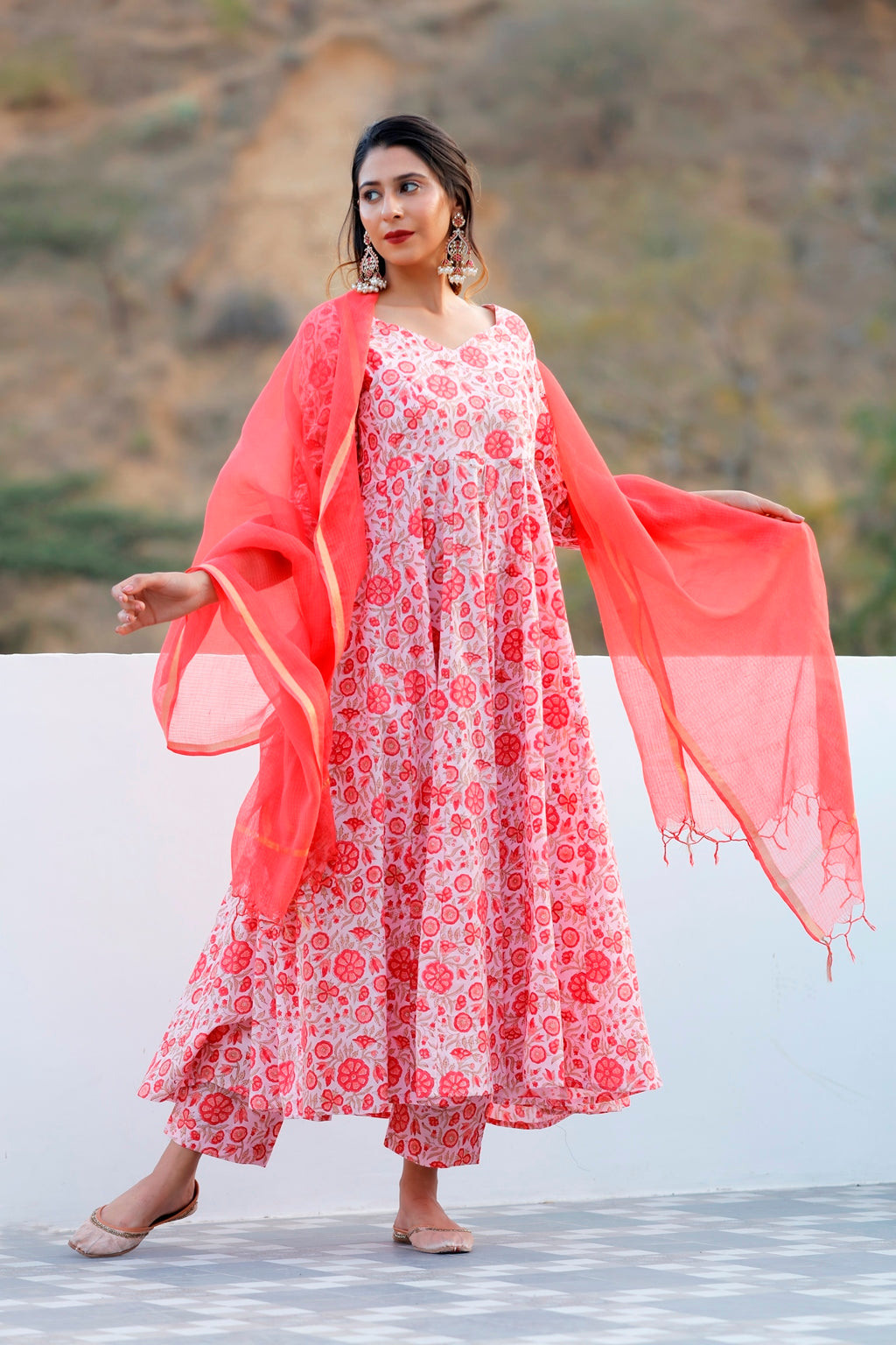 Dusty Pink Anarkali Kurta Set