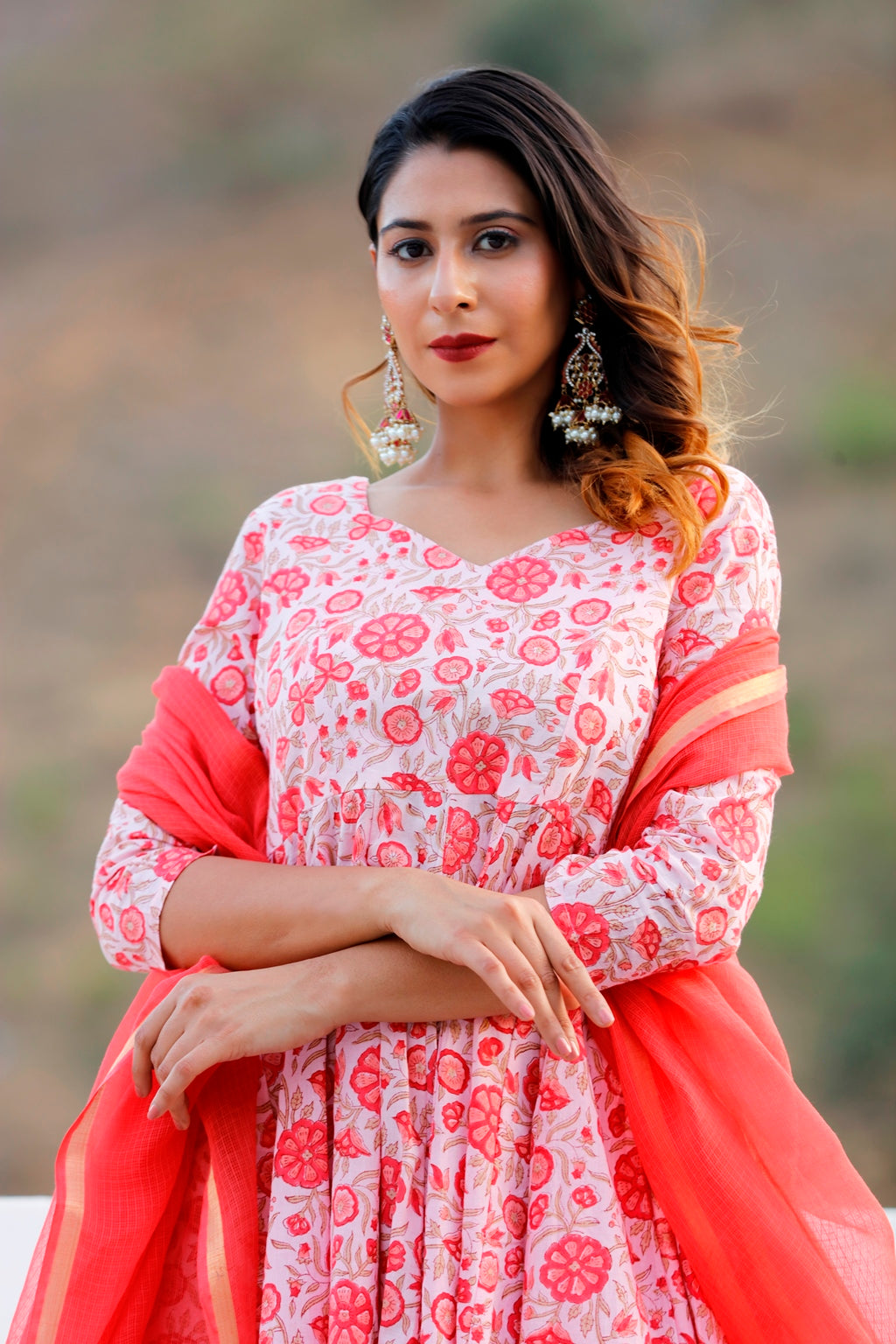 Dusty Pink Anarkali Kurta Set