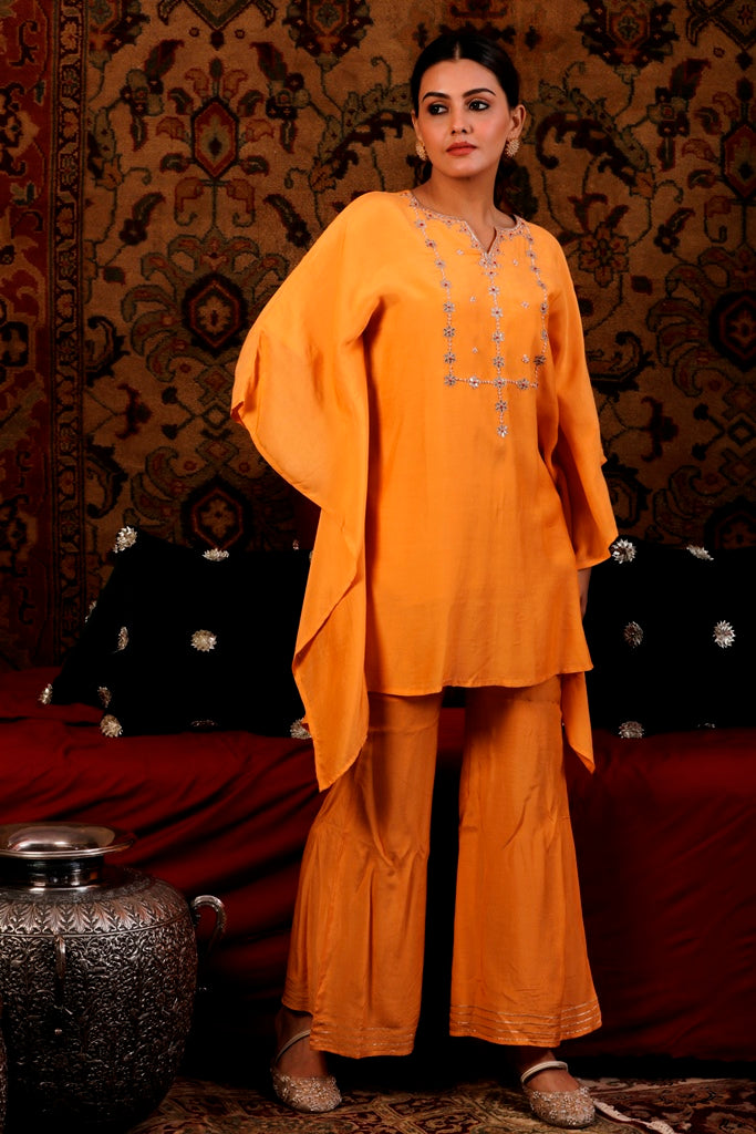 Marigold Gotta Patti work Kaftan Set