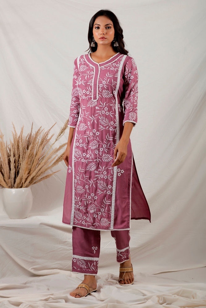 Magenta Straight Kurta Set