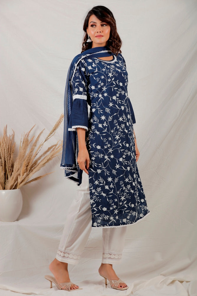 Blue Straight Kurta Set