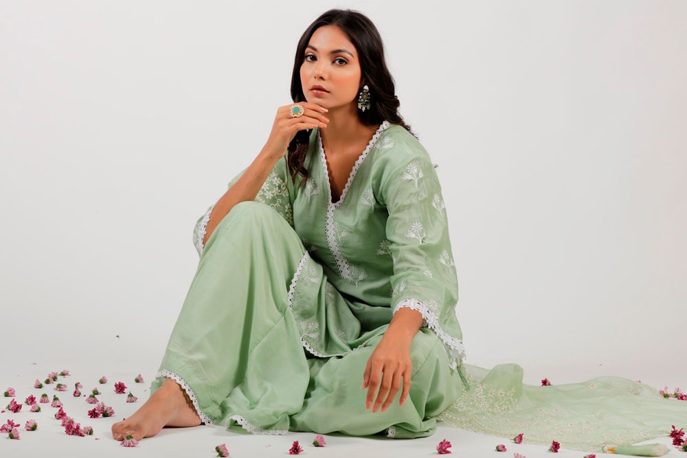 Green Straight Kurta Set