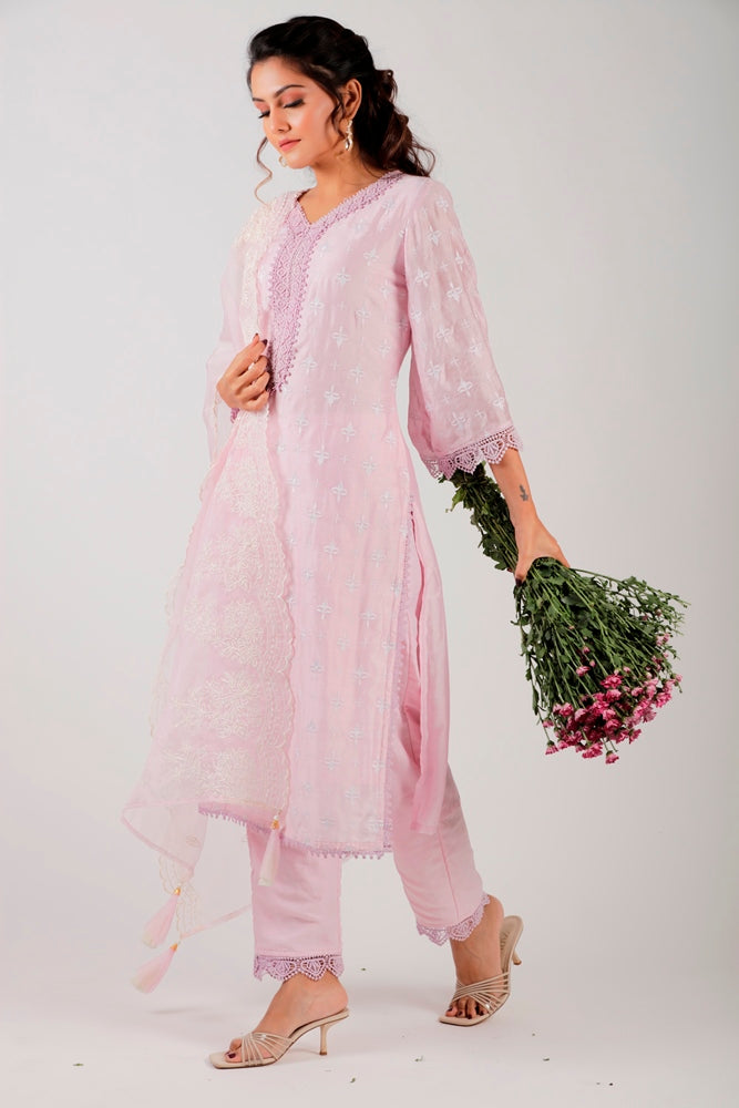 Pink Straight Kurta Set